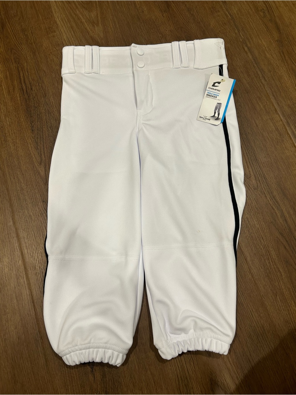 White Kids Baseball Pants with Black Stripe - Champro
